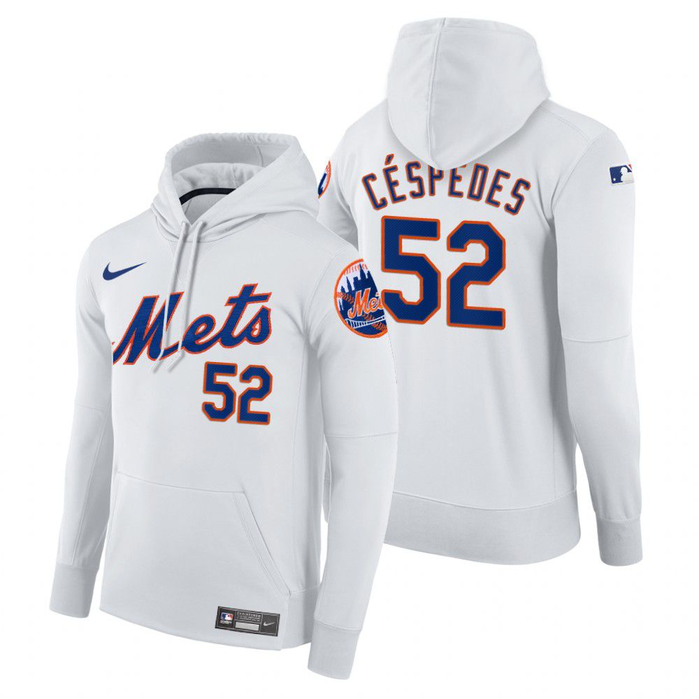 Men New York Mets #52 Cespedes white home hoodie 2021 MLB Nike Jerseys